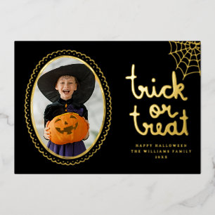 Carte De Vœux En Aluminium Cadre Dessiné à la Main Trick Or Treat Halloween P