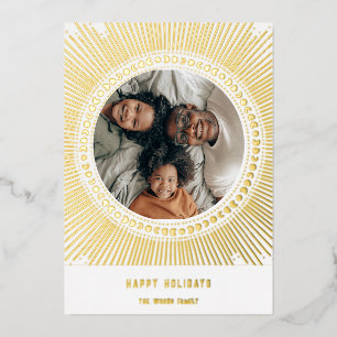 Carte De Vœux En Aluminium Cadre en soleil levant doré art déco photo