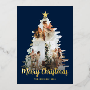 Carte De Vœux En Aluminium Cadre Modish Blue Christmas Tree 3 Photo