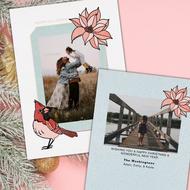 Carte De Vœux En Aluminium Cadre photo géométrique Cardinal de Noël (Créateur téléchargé)