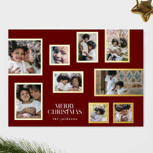 Carte De Vœux En Aluminium Cadres photo Maroon Collage moderne Joyeux Noël