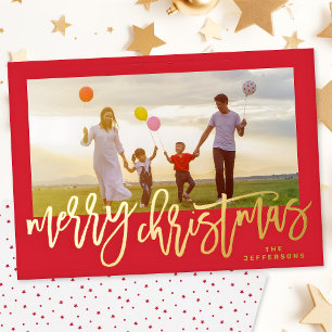 Carte De Vœux En Aluminium Cadres rouges et or Joyeux Noël Photo