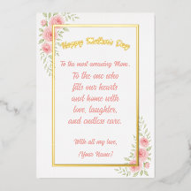 Carte de fête des mères en papier métallisé Chic F