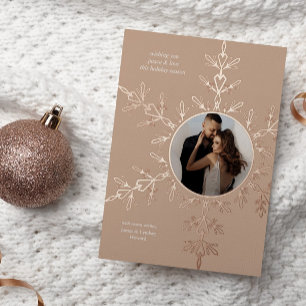Carte De Vœux En Aluminium Carte de Noël avec flocon de neige en or rose neut