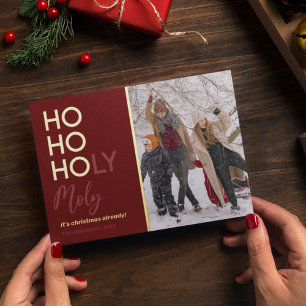 Carte De Vœux En Aluminium Carte de Noël drôle Ho Ho Ho en papier métallisé