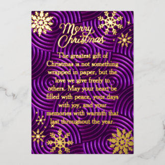 Carte De Vœux En Aluminium Carte de Noël violette en typographie de feuille r
