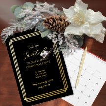 Carte d'invitation de Noël en feuille d'or sur fon