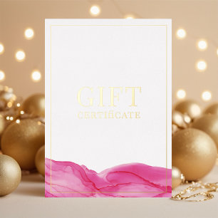 Carte De Vœux En Aluminium Certificat Cadeau Encre Rose Or Féminin Universel