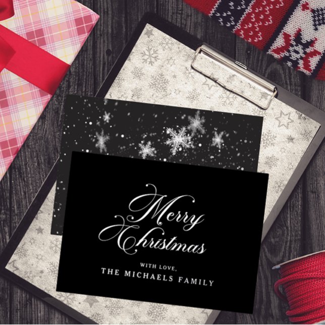 Carte De Vœux En Aluminium Charcoal Silver Snowflake Holiday Card (Créateur téléchargé)