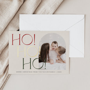 Carte De Vœux En Aluminium CHARLIE Red Green Foil Ho Ho Ho Photo Noël