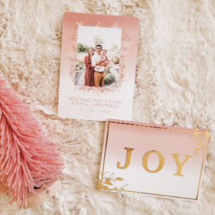 Carte De Vœux En Aluminium Chemise rose Joyeux Noël Photo personnalisée