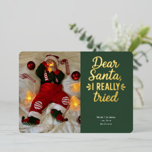 Carte De Vœux En Aluminium Cher Père Noël, j'ai vraiment essayé Noël