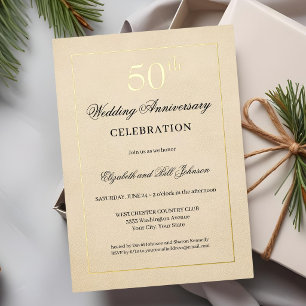 Carte De Vœux En Aluminium Chic Tan Or Foil 50ème Anniversaire de Mariage 