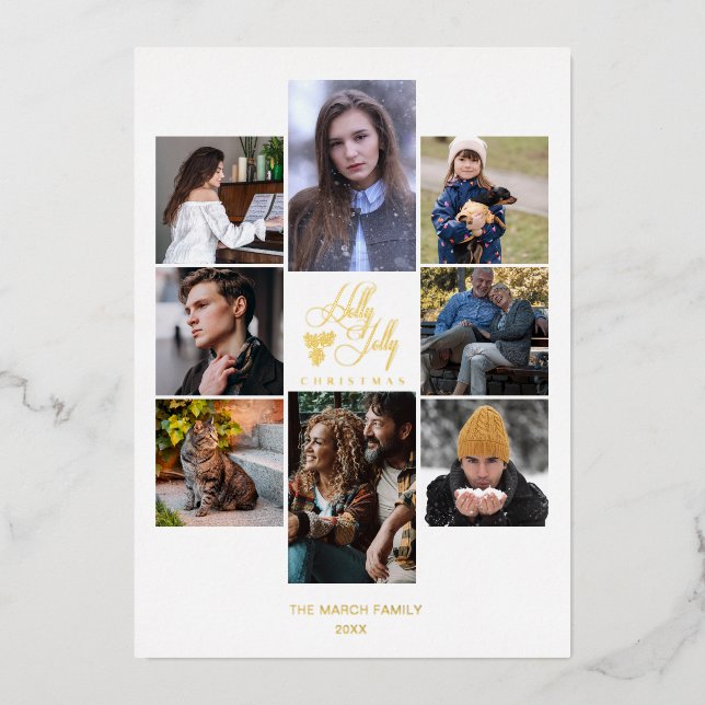 Carte De Vœux En Aluminium Christmas Fancy Modern Chic Collage 8 Photos (Recto)