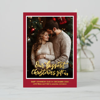 Carte De Vœux En Aluminium Christmas Gift Pregnancy Photo Announcement 