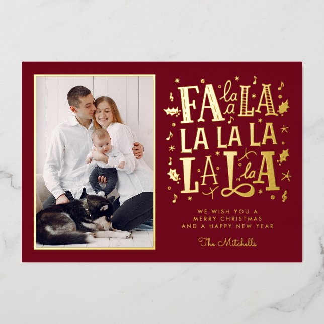 Carte De Vœux En Aluminium Christmas Holiday Fa La La Whimsical Family (Devant)