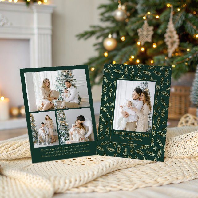 Carte De Vœux En Aluminium Christmas Holiday Pine Branches Elegant (Créateur téléchargé)