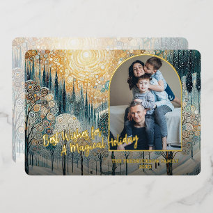 Carte De Vœux En Aluminium Classic Abstrait Winter Wonderland Art Gold