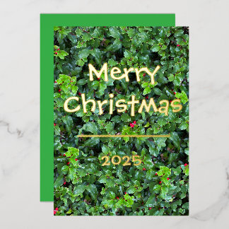 Carte De Vœux En Aluminium Classic Holly Berry Greenery Red Berries Card