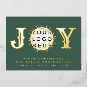 Carte De Vœux En Aluminium Classic Noël Vert OR JOY Business LOGO