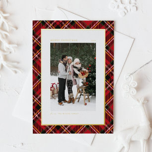 Carte De Vœux En Aluminium Classic Red Plaid Motif Joyeux jours fériés Photo