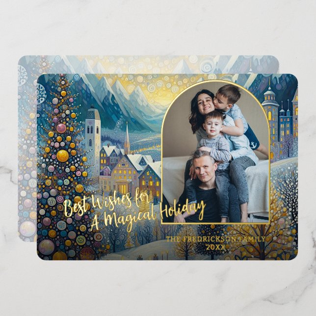 Carte De Vœux En Aluminium Classic tendance Art Wonderland Art Gold (Recto/Verso)