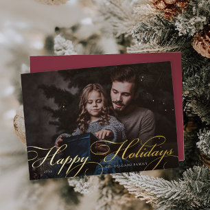 Carte De Vœux En Aluminium Classique Happy Holidays Photo
