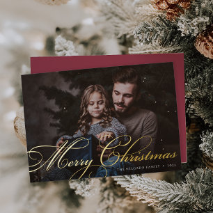 Carte De Vœux En Aluminium Classique Joyeuse photo de Noël