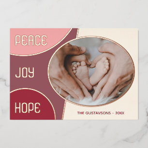 Carte De Vœux En Aluminium Classique moderne Joyeuses Fêtes Rose or