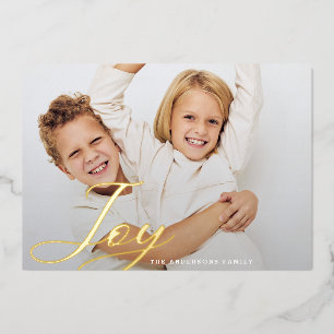 Carte De Vœux En Aluminium Classique Noël JOIE Main Letting Photo de famille