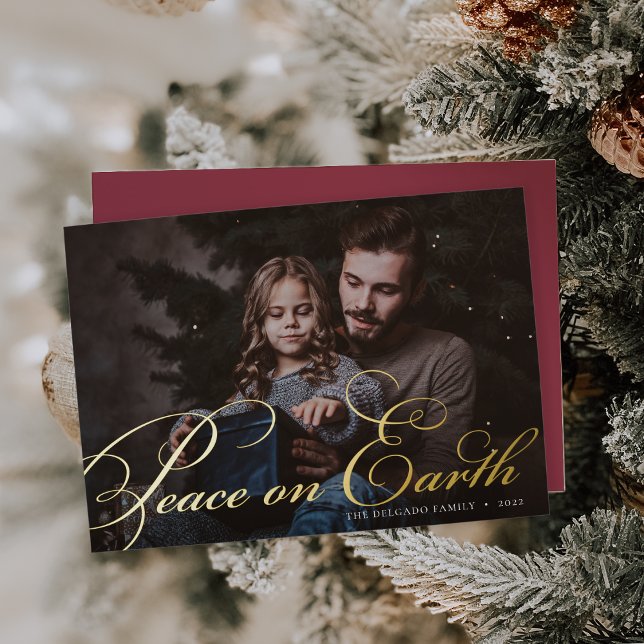 Carte De Vœux En Aluminium Classique | Paix sur Terre (Créateur téléchargé)