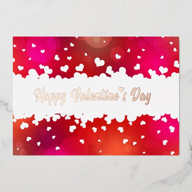 Carte De Vœux En Aluminium Coeurs Heureuses Saintes-Valentin (Recto)