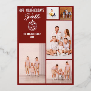 Carte De Vœux En Aluminium Collage de photos de famille moderne avec boule di