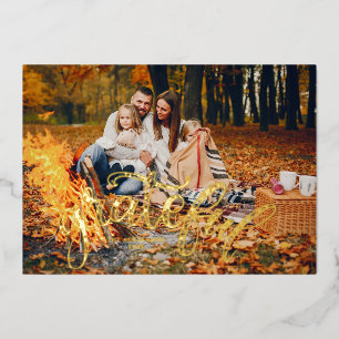 Carte De Vœux En Aluminium Collage de photos de Thanksgiving Feuilles de gr