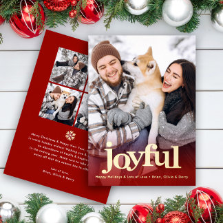 Carte De Vœux En Aluminium Collage de photos Joyeux Type Gras Noël Rouge Réel