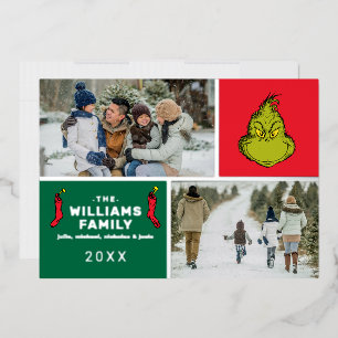 Carte De Vœux En Aluminium Collage photo de famille de Noël Grinch