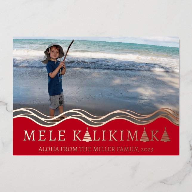 Carte De Vœux En Aluminium Collage photo de Noël de Mele Kalikimaka (Recto)
