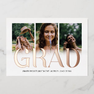 Carte De Vœux En Aluminium Collage photo personnalisé Graduate 2024 Foil Card
