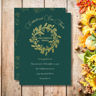 Carte De Vœux En Aluminium Couronne de baies d'automne chic sarcelle foncé or