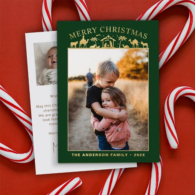 Carte De Vœux En Aluminium Crèche Enfant Jésus-Christ Fête Papier D'or (Créateur téléchargé)