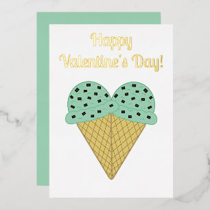 Carte De Vœux En Aluminium Crème Glacée Menthe Chocolat Cœur Saint-Valentin