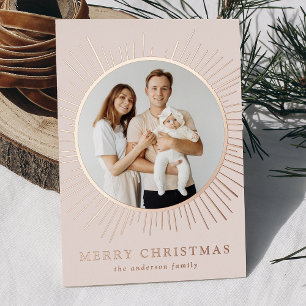 Carte De Vœux En Aluminium Crème moderne Sunburst Joyeux Noël 2 Photo