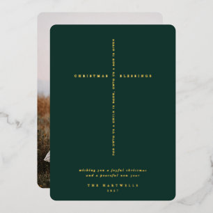 Carte De Vœux En Aluminium Croix de l'Écriture Vert Foncé Photo