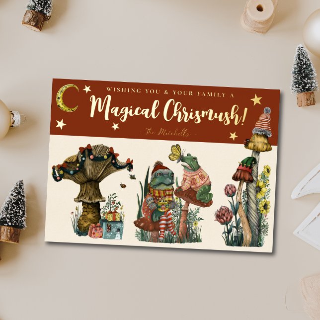 Carte De Vœux En Aluminium Cute Red Maghroom Joyeux Noël Foil Ho (Créateur téléchargé)