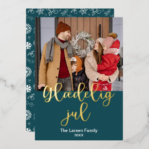 Carte De Vœux En Aluminium Danois Joyeux Noël, Glæ delig Jul, Élégant