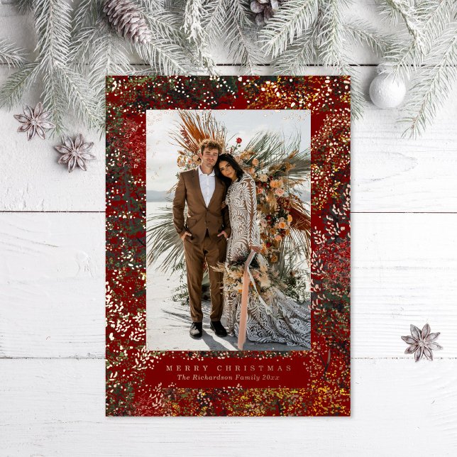 Carte De Vœux En Aluminium Dappled Forest Painted Changing Leaves Red Photo (Créateur téléchargé)