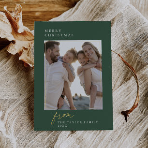 Carte De Vœux En Aluminium DARCY Green Foil Vintage Famille Photo Noël