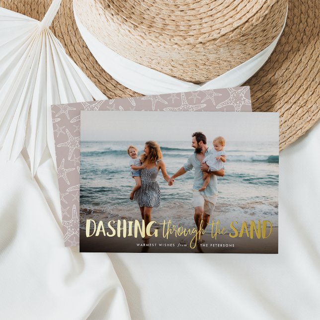 Carte De Vœux En Aluminium Dashing à travers le sable | Beach Photo (Créateur téléchargé)