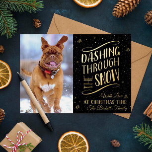 Carte De Vœux En Aluminium Dashing Through the Snow   Photo de Noël Réaliste