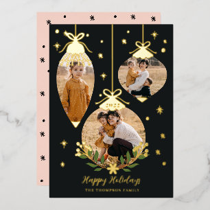 Carte De Vœux En Aluminium Deck Les Halls Élégants Suspendus Photo Ornements